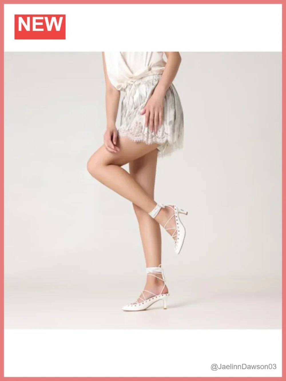 Kitten Heel Pumps - Round Toe Ankle Strap Evening Wedding Party Shoes - White